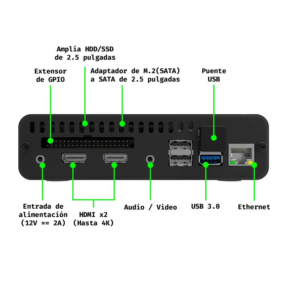 DeskPi Pro V3.0 - Carcasa Aluminio para Raspberry Pi 4 - miniatura 6