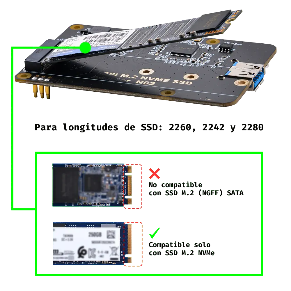 Placa de Expansión M.2 NVMe SSD para Raspberry Pi 4 - miniatura 6