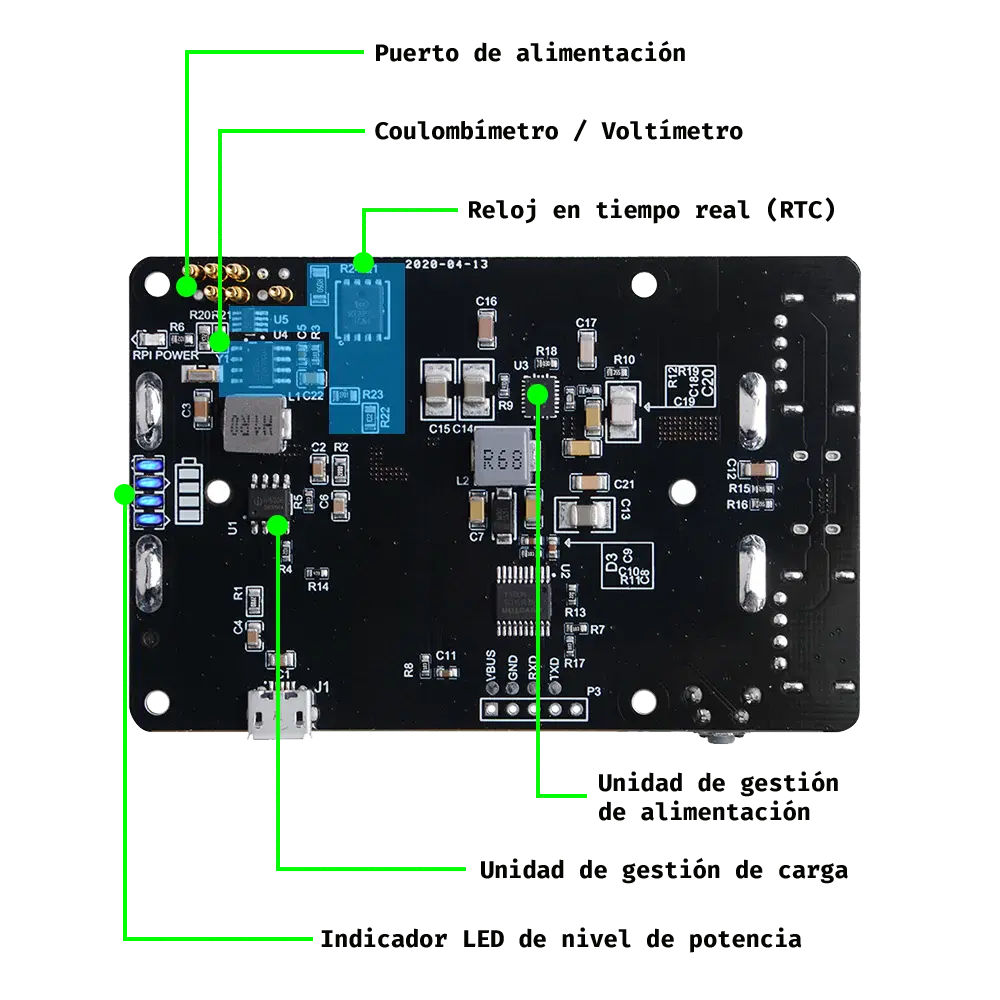 UPS con RTC y Coulómetro para Raspberry Pi 4B/3B+/3B - miniatura 3